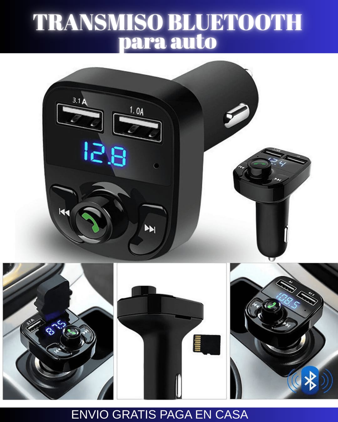 DriveTune™ - Transmisor FM con Bluetooth para Autos