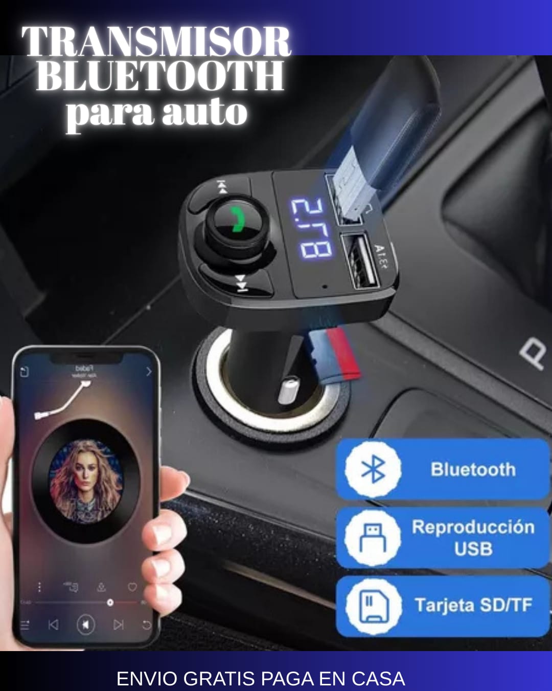 DriveTune™ - Transmisor FM con Bluetooth para Autos