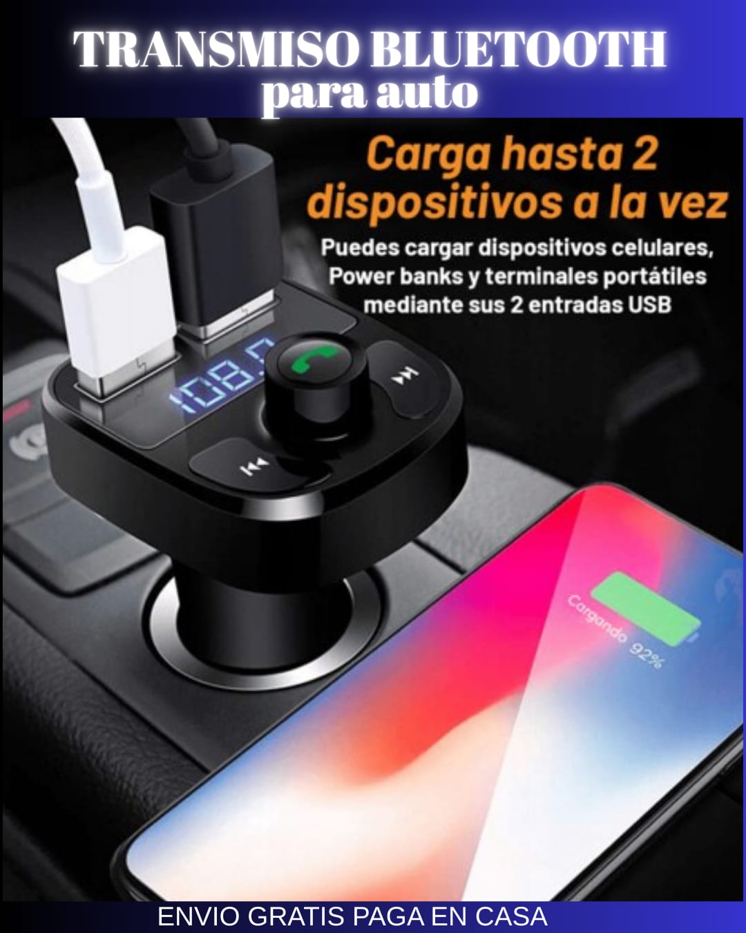 DriveTune™ - Transmisor FM con Bluetooth para Autos